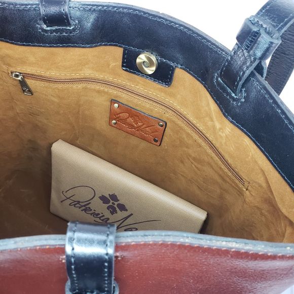 Patricia Nash Tote Bag Danville Colorblock Black British Tan Leather purse - Picture 11 of 16